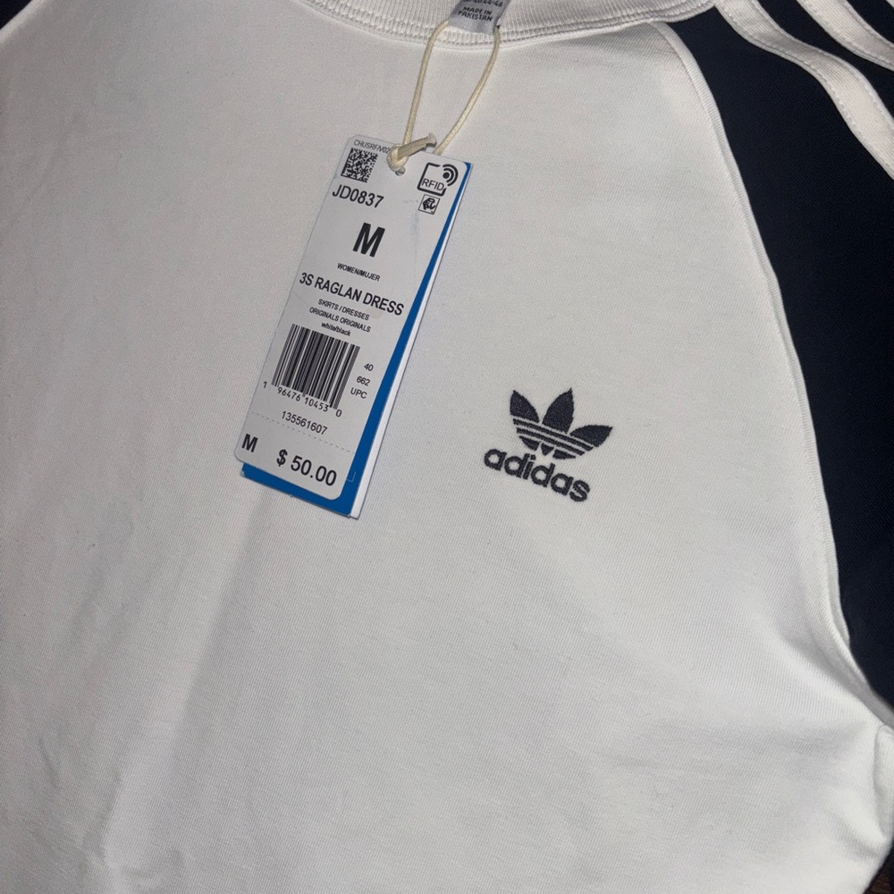 Adidas Women's White and Black Short Sleeve Dress - Picture 5 of 5